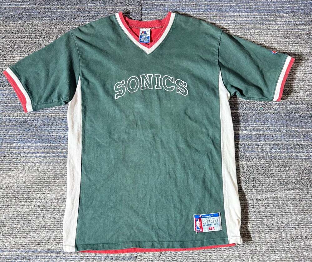 Vintage 90s Champion Seattle SuperSonics NBA Official Shooting Shirt Size L
